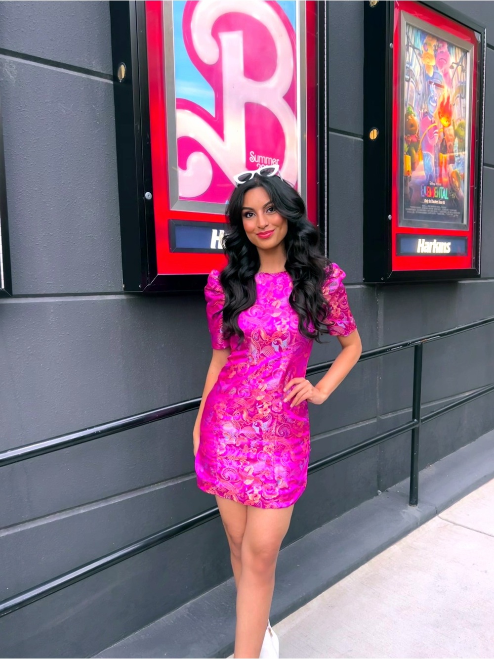 Vibrant Pink Floral Mini Dress